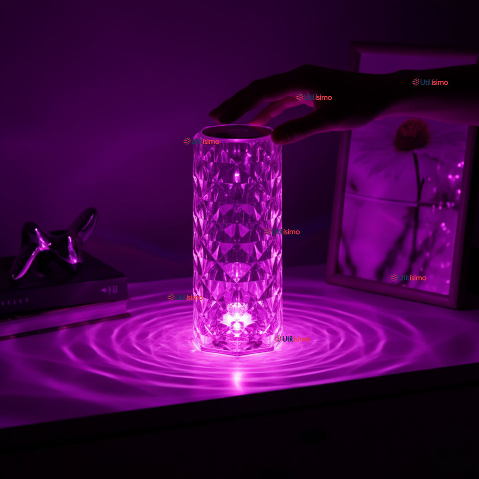 Lámpara Cristal Táctil USB Transparente Para Mesa