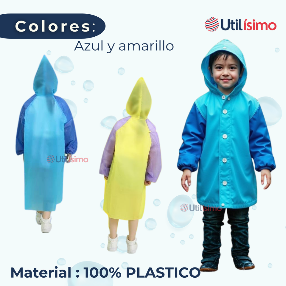 Poncho Niño Impermeable Colores Surtidos