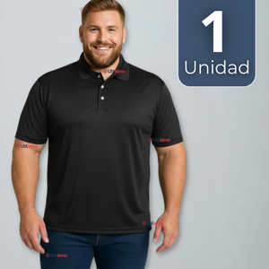 Polera Pique Premium 200g Manga Corta 100% Algodón Textura Suave Chemise Negro Hombre