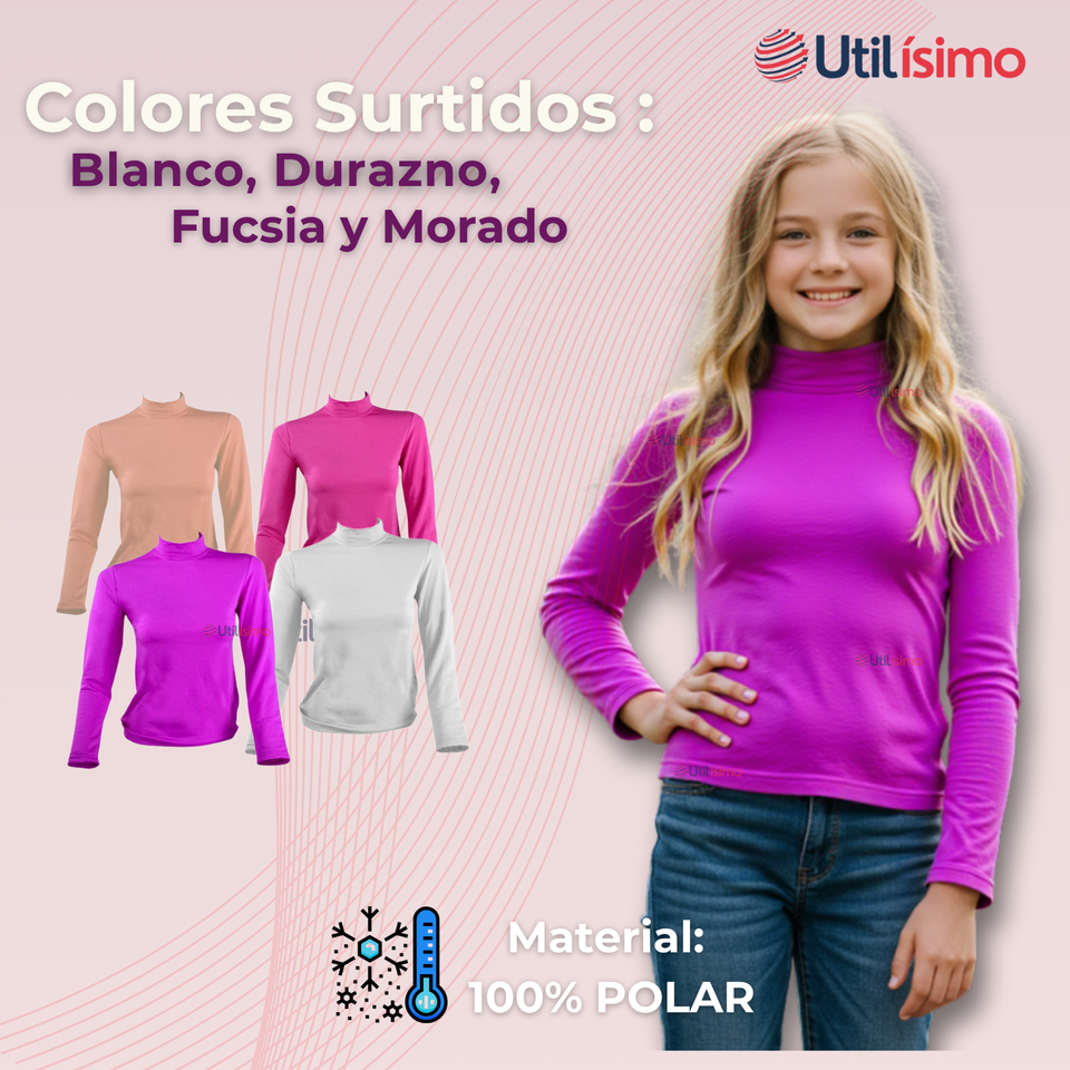 Camiseta Beatle Polar Juvenil Niña Primera Capa Colores Surtidos