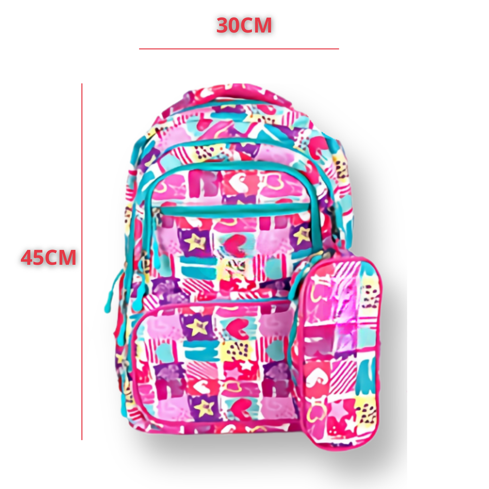 Mochila Con Lonchera Y Estuche 45CM Diseños Variados Niña