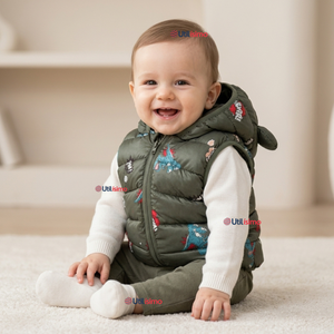 Parka Infantil Con Capucha Sin Manga Bebe Niño