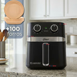 Oster® Freidora de Aire Manual, Recubrimiento Oster® DiamondForce, 4L de Capacidad, con Controles de Tiempo y Temperatura, CKSTAF401MDF + 100 Forros Desechables para Air Fryer