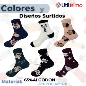 Calcetines Algodòn Mujer Monitos Terciopelo De Visón Surtidos