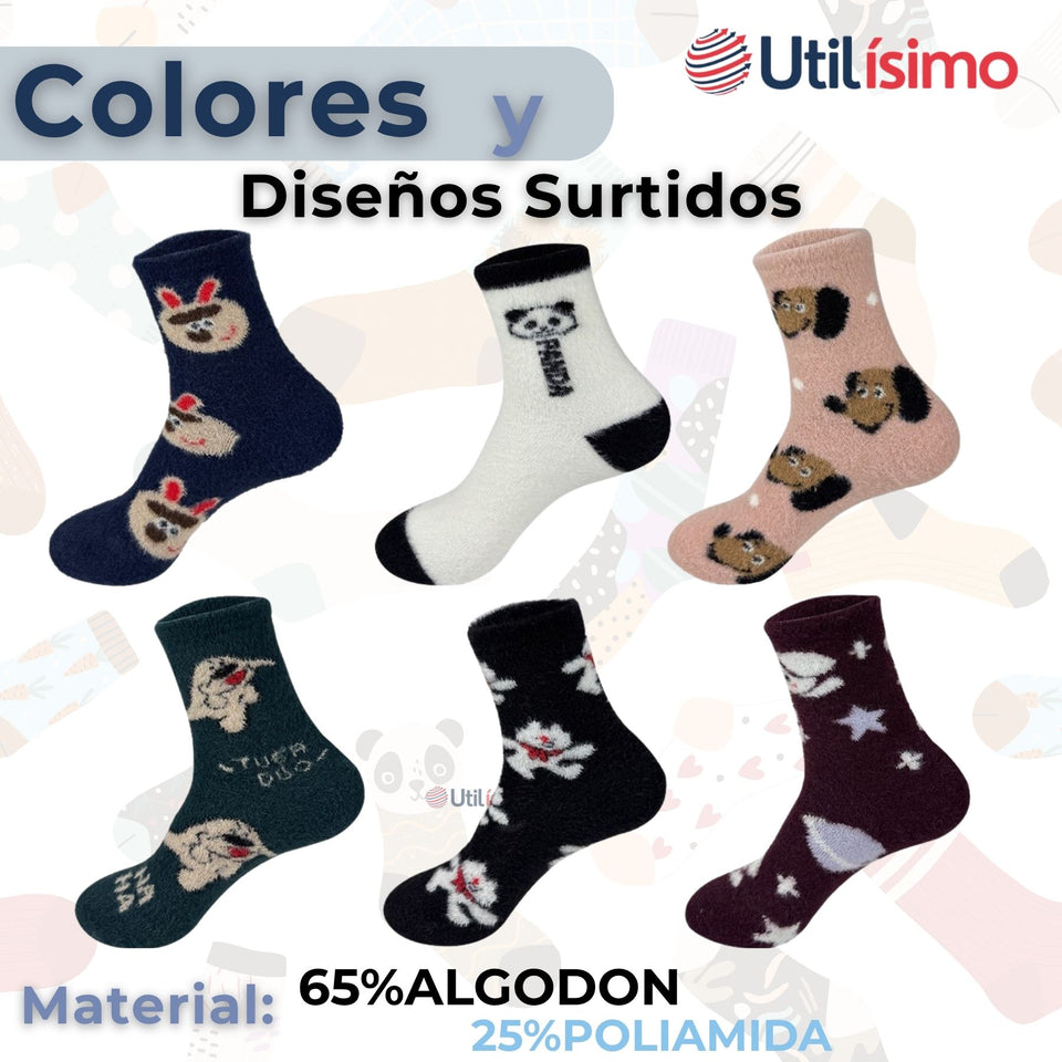 Calcetines Algodòn Mujer Monitos Terciopelo De Visón Surtidos