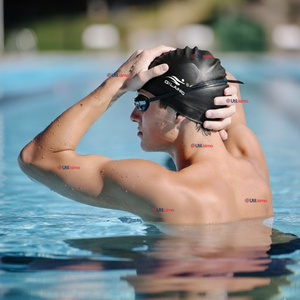 Gorro Natación Baño Poliuretano Color Negro 12 Años En Adelante