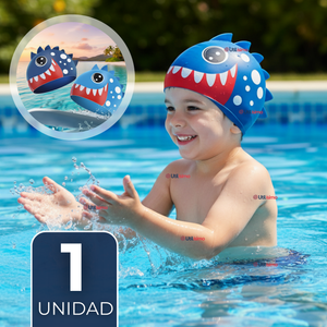 Gorro Gorra Natación Baño Diseño Tiburón Silicona Colores Surtidos 3 años En Adelante Niño