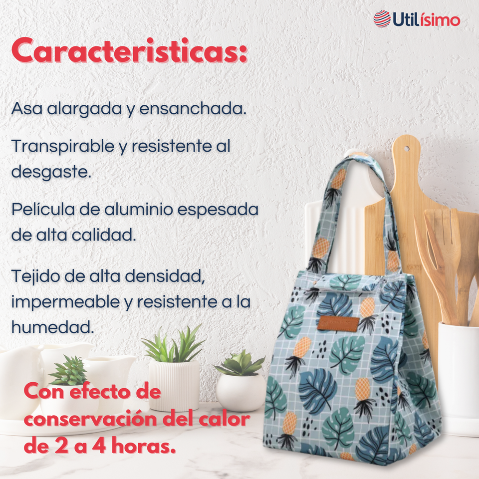 Lonchera Térmica Estampada Bolsa de Mano para Picnic Portátil