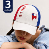 Pack 3 Jockey Gorro Mujer Bandera De Chile Bordado Tricolor