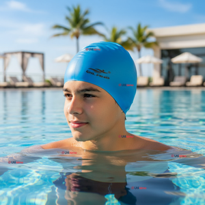 Gorro Gorra Natación Con Protector De Orejas Silicona Azul 12 años En Adelante