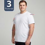 Pack 3 Camisetas Poleras Algodón Primera Capa Manga Corta Blanco Hombre