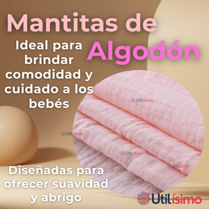 Set 3 Tutos Pañales Mantas 100% Algodón Para Bebés Niñas