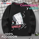 Polera Manga Larga Niña 100% Algodón Zebra Negro Camiseta