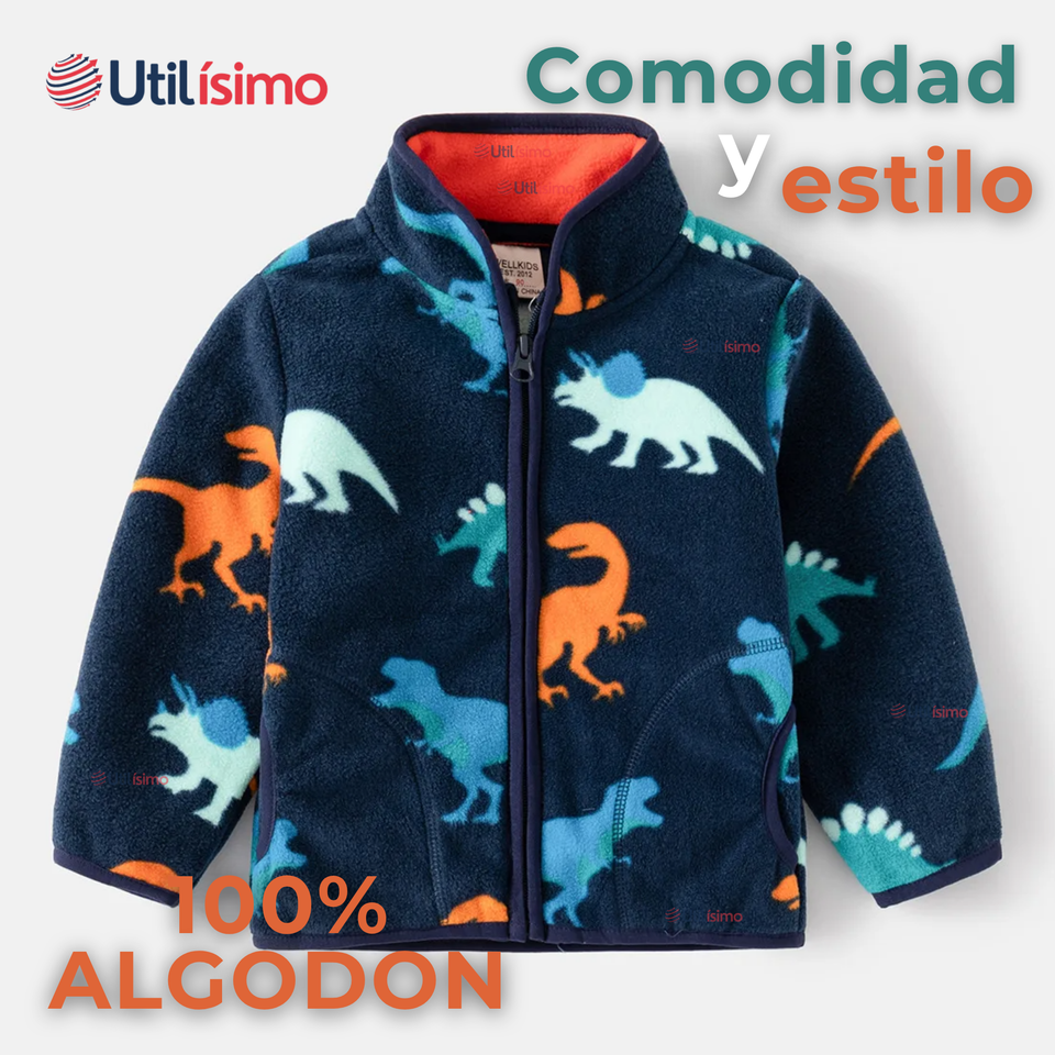 Chaqueta 100% Polar Niño Manga Larga Azul