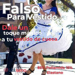 Falso para Vestido Niña Juvenil Fiestas Patrias Color Blanco