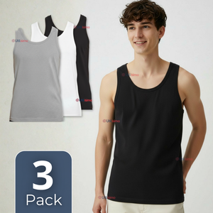 Pack 3 Camisetas Sin Manga Básicas Suaves 100% Algodón Colores Surtidos Hombre
