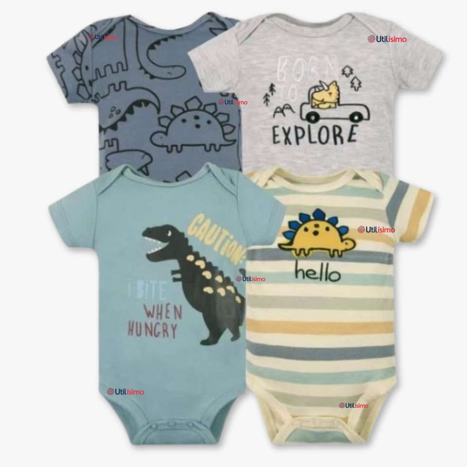 Pack 4 Bodys Niño Manga Corta Tedmimak 100% Algodón Ready for Fun