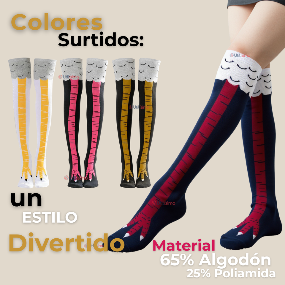 Pack 6 Calcetines Pata de Gallina Mujer Largos Colores Surtidos