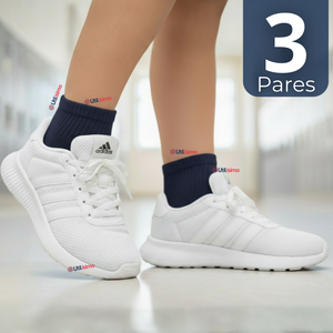 Pack 3 Pares Calcetines Tobilleras Cortos Algodón Color Azul Niña y Niño