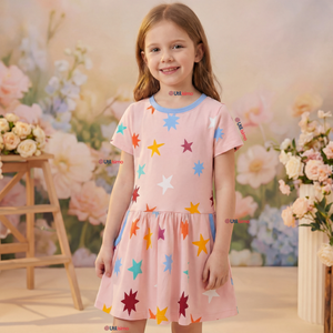 Vestido Manga Corta Estrellas Algodón Niña