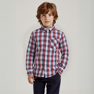 Camisa Huaso Cuadrillé Cuadro Manga Larga 100% Algodón Azul Blanco Casual