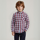 Camisa Huaso Cuadrillé Cuadro Manga Larga 100% Algodón Azul Blanco Casual