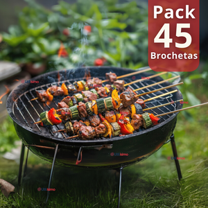 Pack 45 Piezas Brochetas Para Anticuchos Pinchos Bambú Palillos 30cm