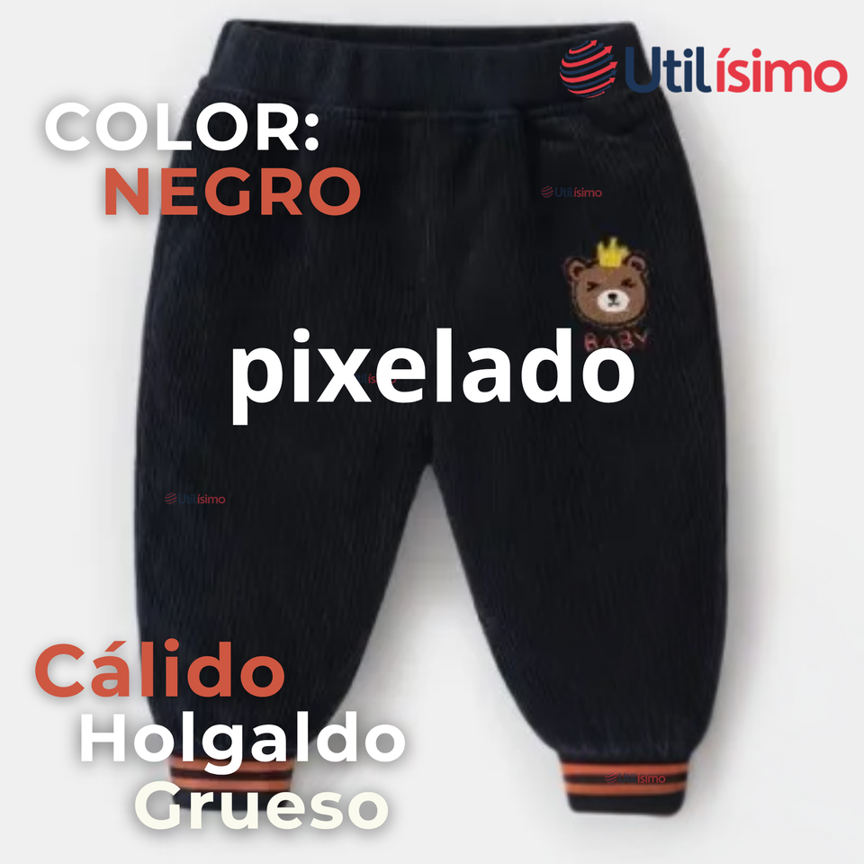 Buzo Cotelé Bebé Niño Forrado en Polar Negro Pantalón