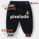Buzo Cotelé Bebé Niño Forrado en Polar Negro Pantalón