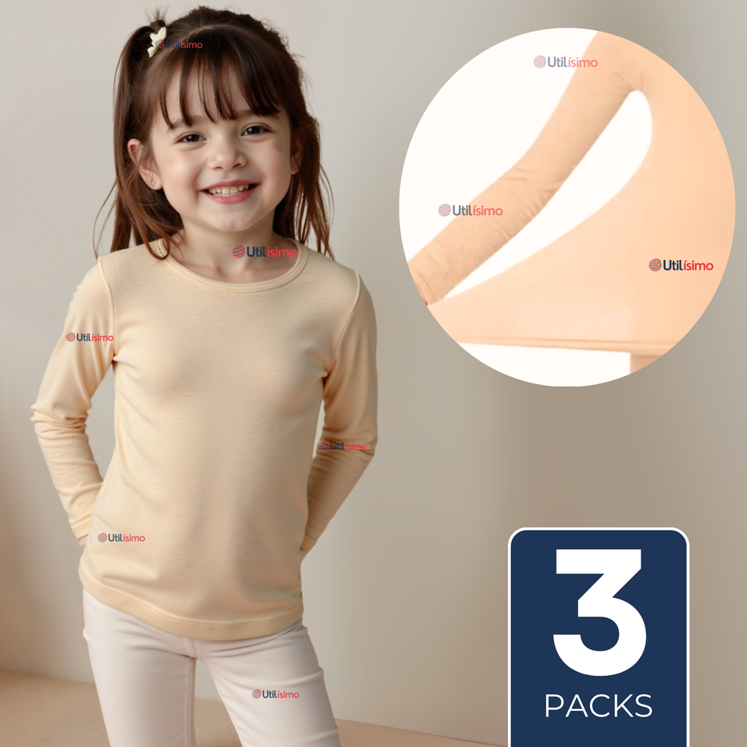 Pack 3 Camisetas De Panty Elástica Transpirable Manga Larga Nylon Segunda Piel