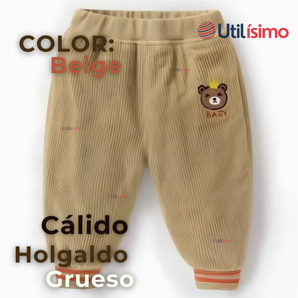Buzo Cotelé Bebé Niño Forrado en Polar Beige Pantalón