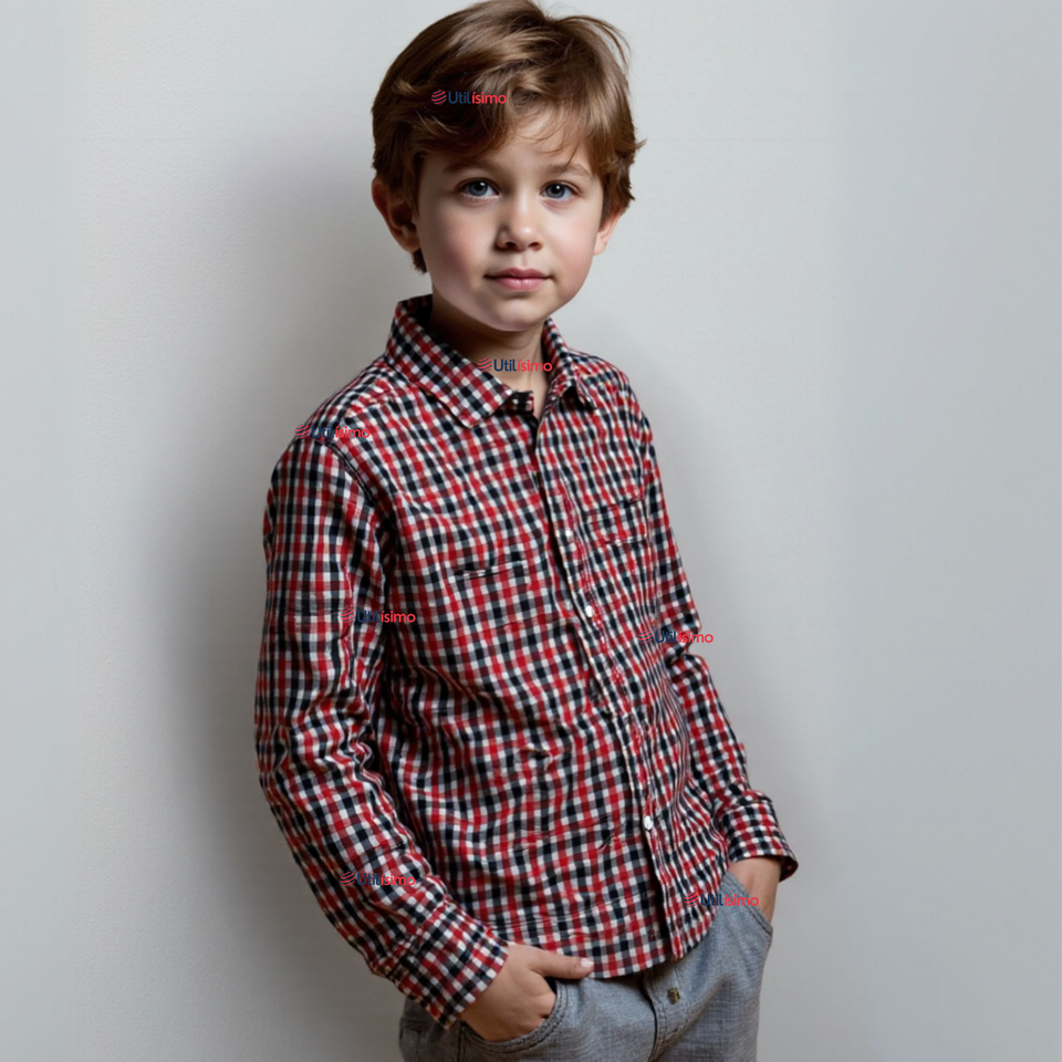 Camisa Huaso Cuadrillé Cuadro Manga Larga 100% Algodón Negro Rojo Casual