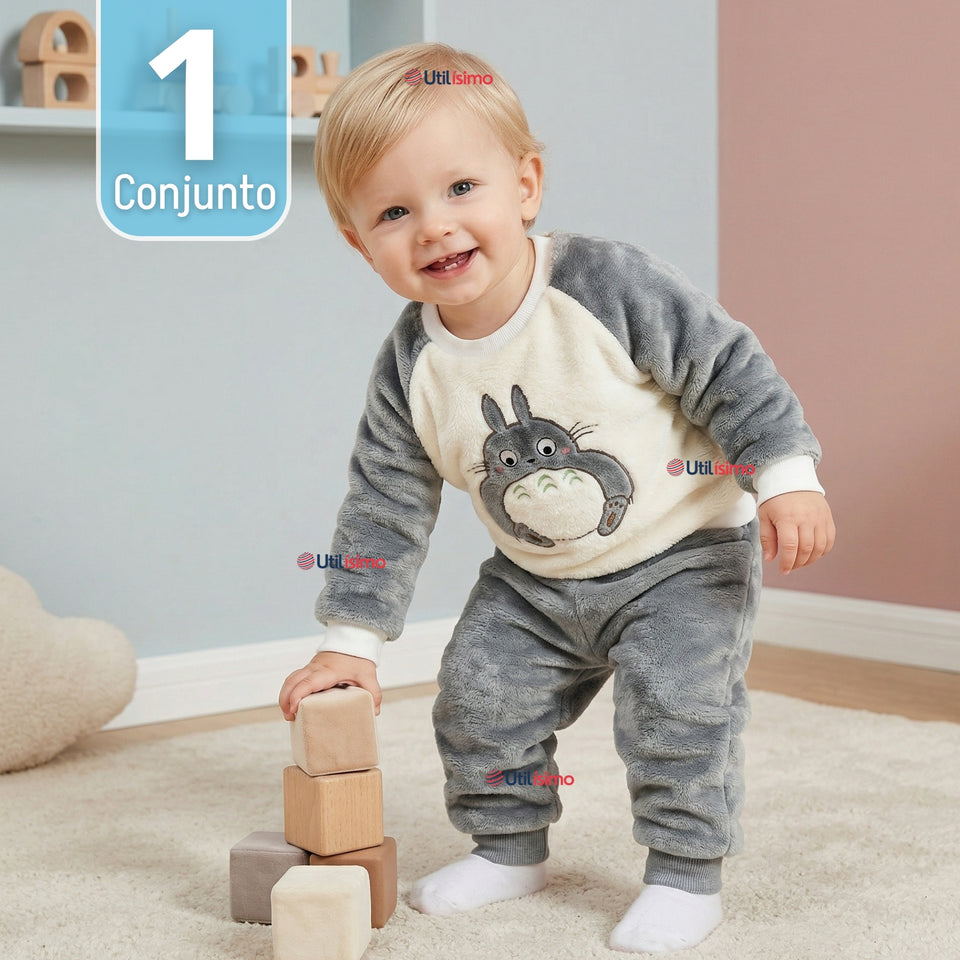 Conjunto Buzo Polerón Frizado Niños Bebes Corderito Liso 2 Piezas