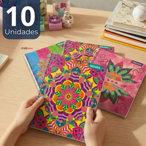 Pack 10 Cuadernos Universitario Mandalas Proarte 7mm 100 hojas Diseños Surtidos