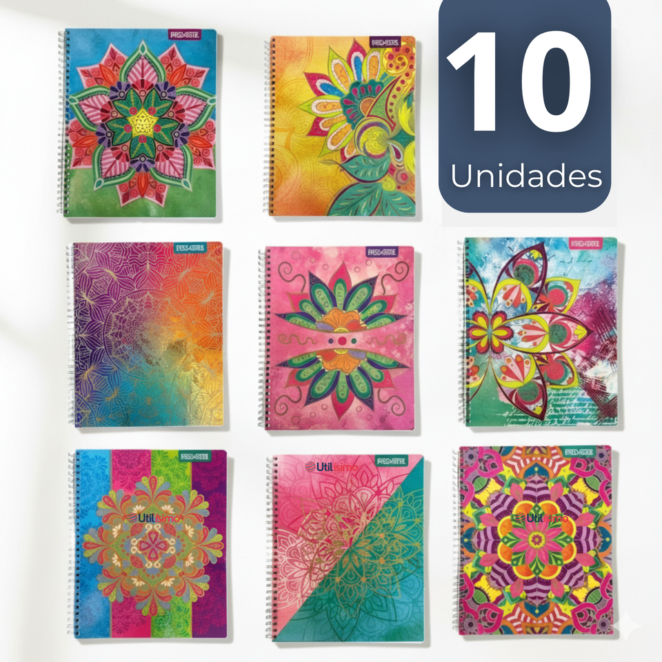 Pack 10 Cuadernos Universitario Mandalas Proarte 7mm 100 hojas Diseños Surtidos