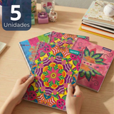 Pack 5 Cuadernos Universitario Mandalas Proarte 7mm 100 hojas Diseños Surtidos