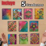Pack 5 Cuadernos Universitario Mandalas Proarte 7mm 100 hojas Diseños Surtidos