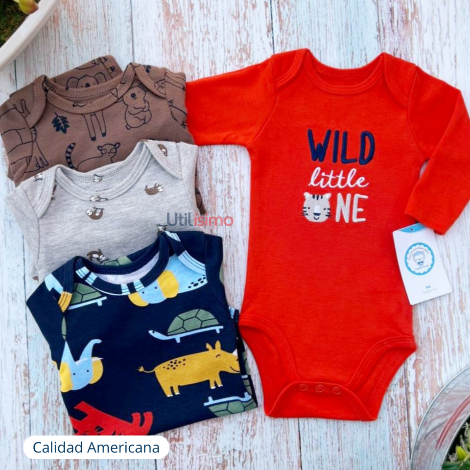 Body Bebe Ni o Pack 4 Bodys Tedmimak Algod n Manga Larga Wild Little One