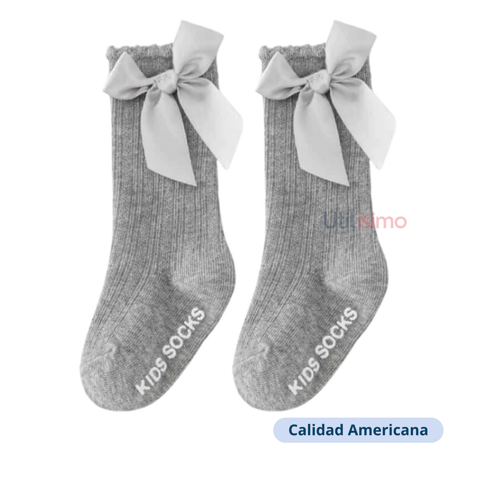 Pack 1 Calcetin Unicolor Con Lazo Niña Jump Kids 100% Algodón