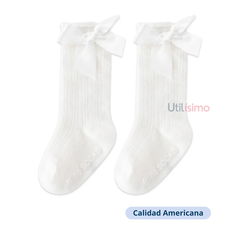 Pack 1 Calcetin Unicolor Con Lazo Niña Jump Kids 100% Algodón