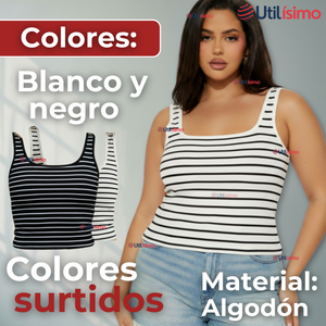 Camiseta Rayas 100% Algodón Básica Lisa Elástica Mujer Colores Surtidos