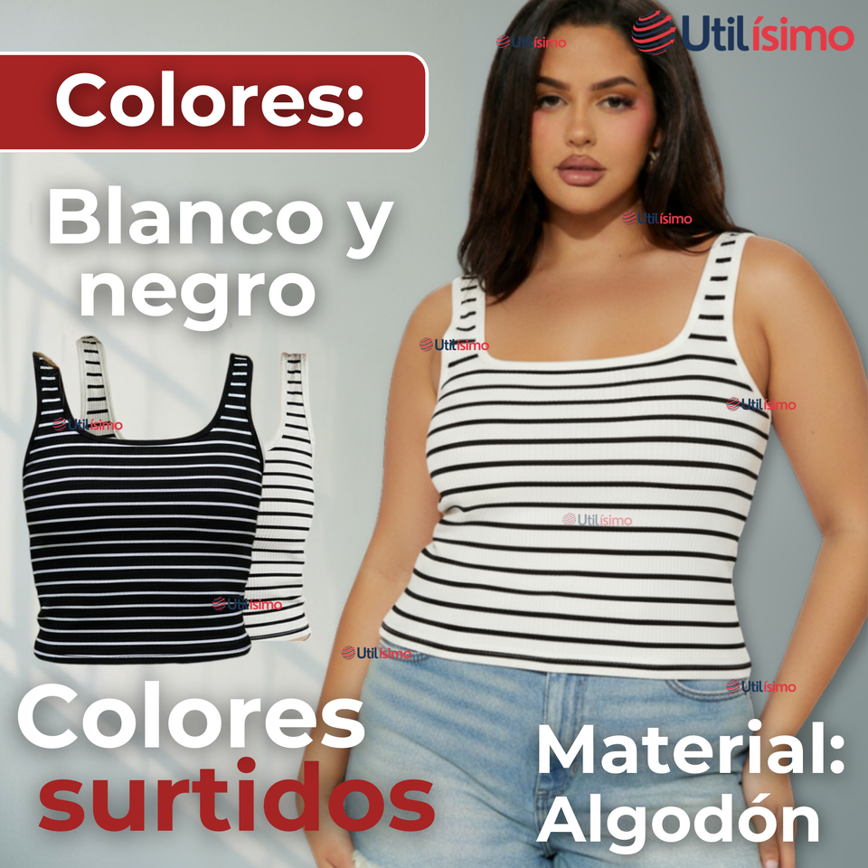 Camiseta Rayas 100% Algodón Básica Lisa Elástica Mujer Colores Surtidos