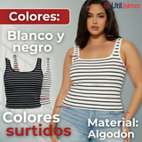 Camiseta Rayas 100% Algodón Básica Lisa Elástica Mujer Colores Surtidos