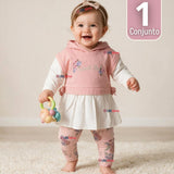 Conjunto 2 Piezas Polerón con Capucha y Pantalón 100% Algodón Bebé Niña Tedmimak Sweet flowers