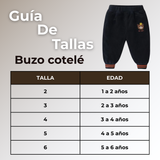 Buzo Cotelé Bebé Niño Forrado en Polar Negro Pantalón