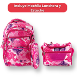 Mochila Con Lonchera Y Estuche 45CM Diseños Variados Niña