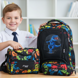Mochila Escolar Kit Con Estuche y Lonchera 43cm Tela Oxford Dino Niño
