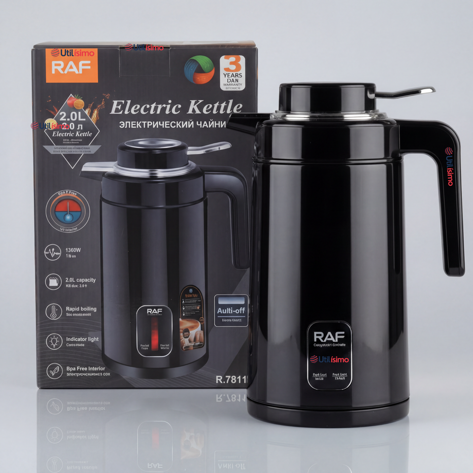 Termo Hervidor Eléctrico RAF 1360W 2 Litros Negro
