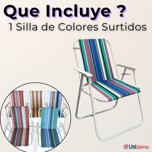 Silla Plegable Portátil Playa Camping Picnic Exteriores
