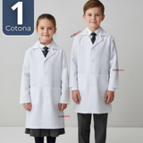 Cotona Delantal Escolar Blanca Niño Niña Unisex Bata